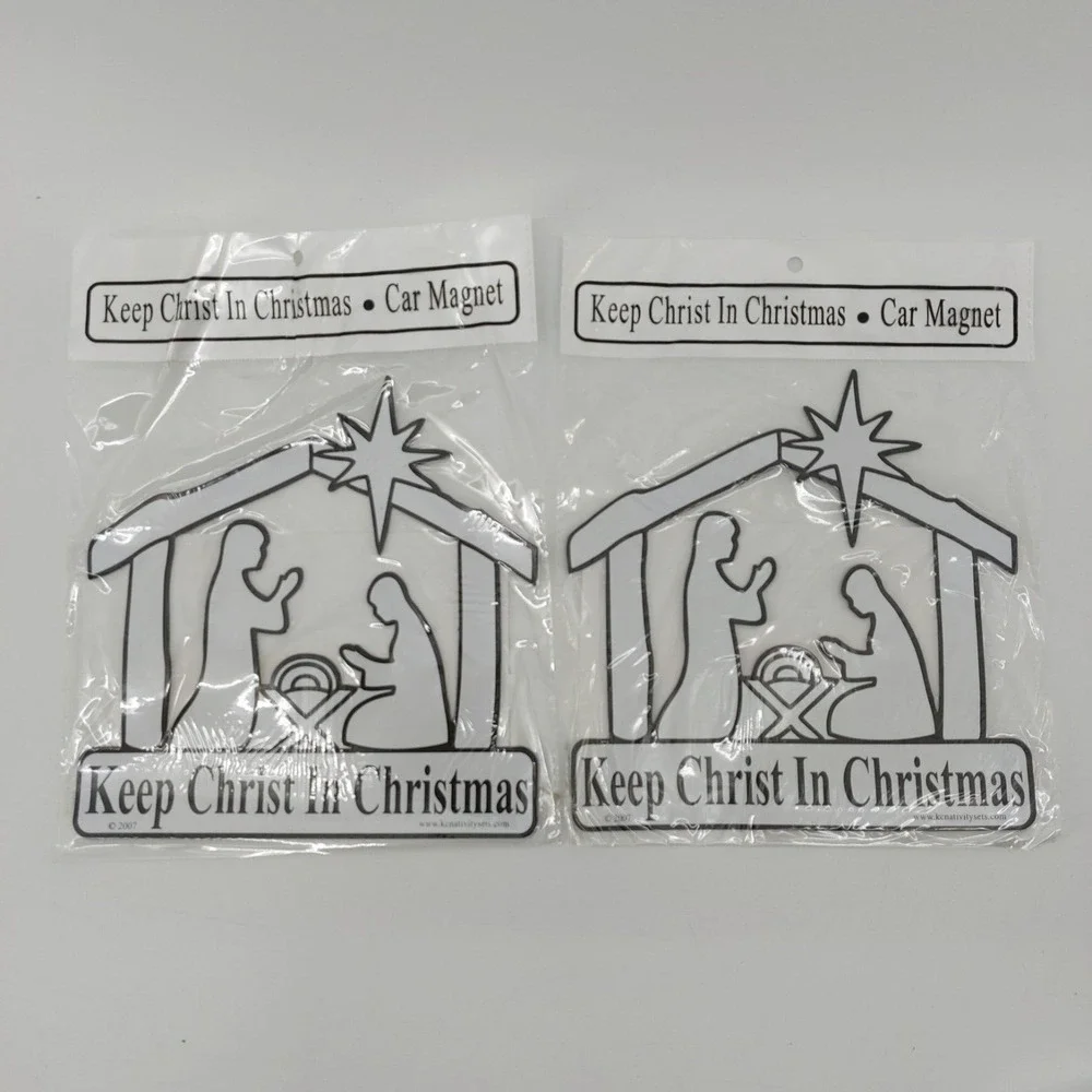 Lot of 2 Vehicle Magnet of Holy Family Keep Christ in Christmas